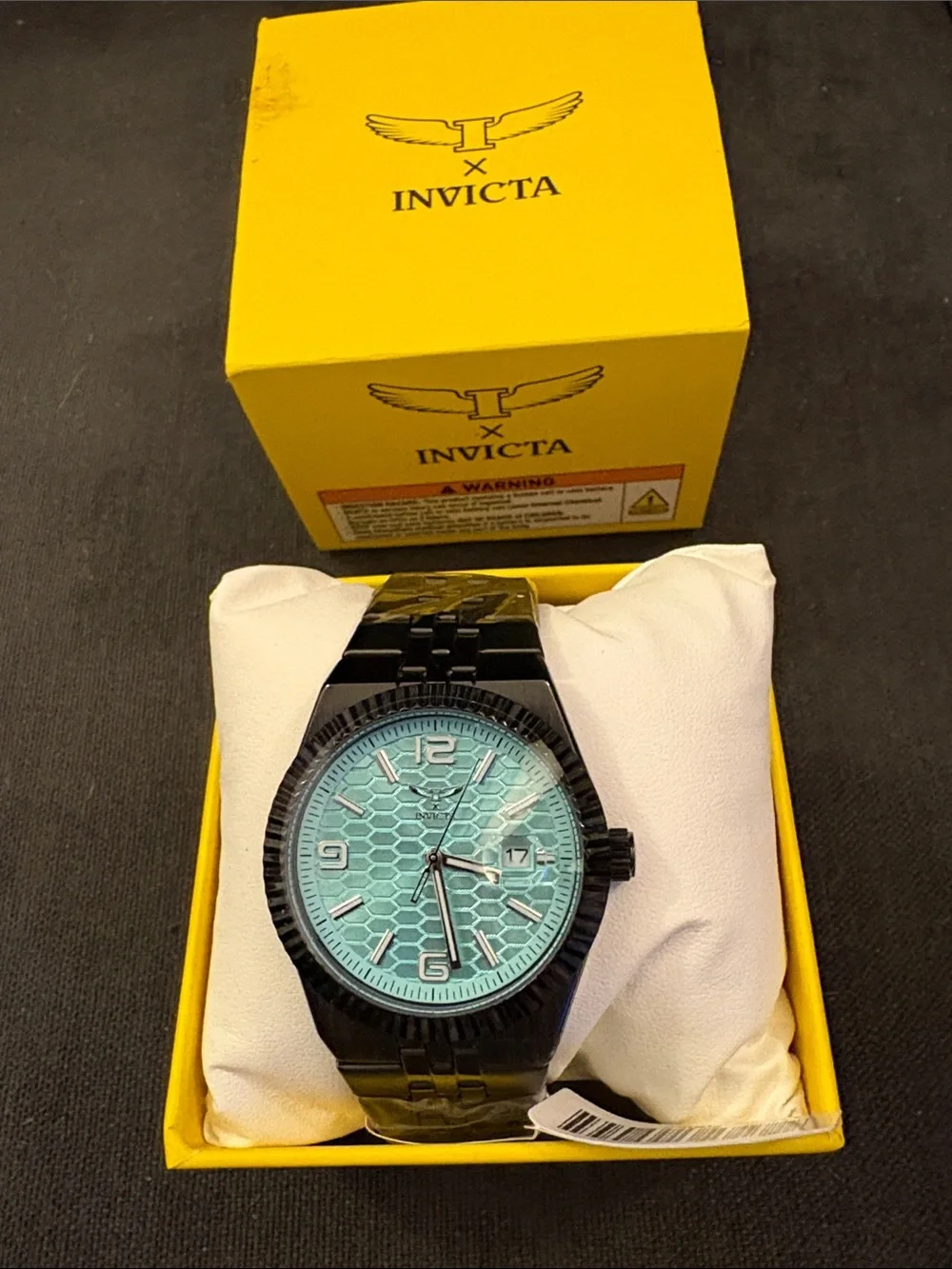Invicta Black Watch with Turquoise Textured Dial
